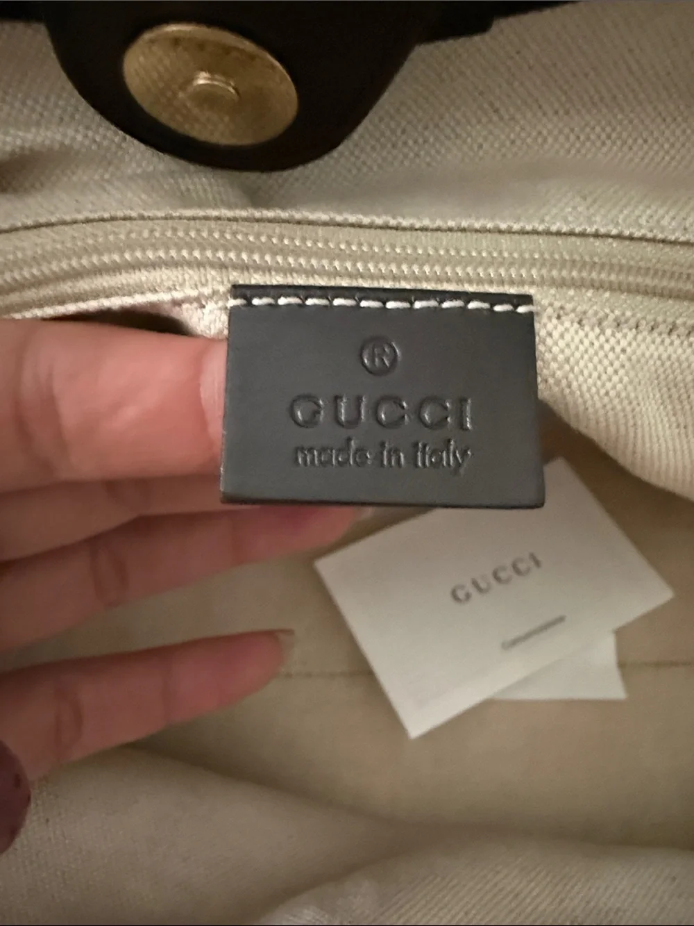 Gucci Beige Brown GG Canvas Shoulder Bag with Dark Brown Leather